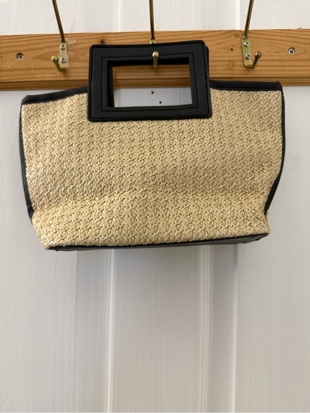 Woven Straw Tote with Black Trim - Picture 2 of 3